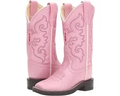 Old West Kids Boots R Toe W/ Silver Toe Rand (Toddler/Little Kid)