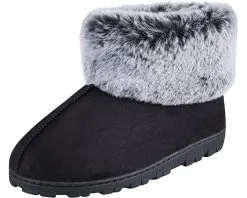 Jessica Simpson Women's And Girls Microsuede Super Soft Bootie Slippers With Indoor Outdoor Sole- Mommy & Me Set Options